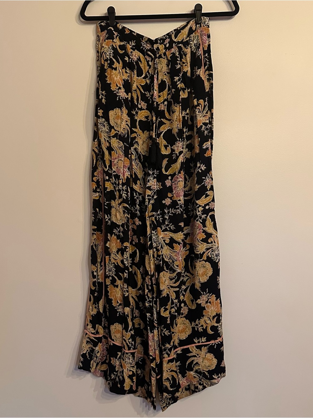 Black Floral Wide-Leg Palazzo Pants